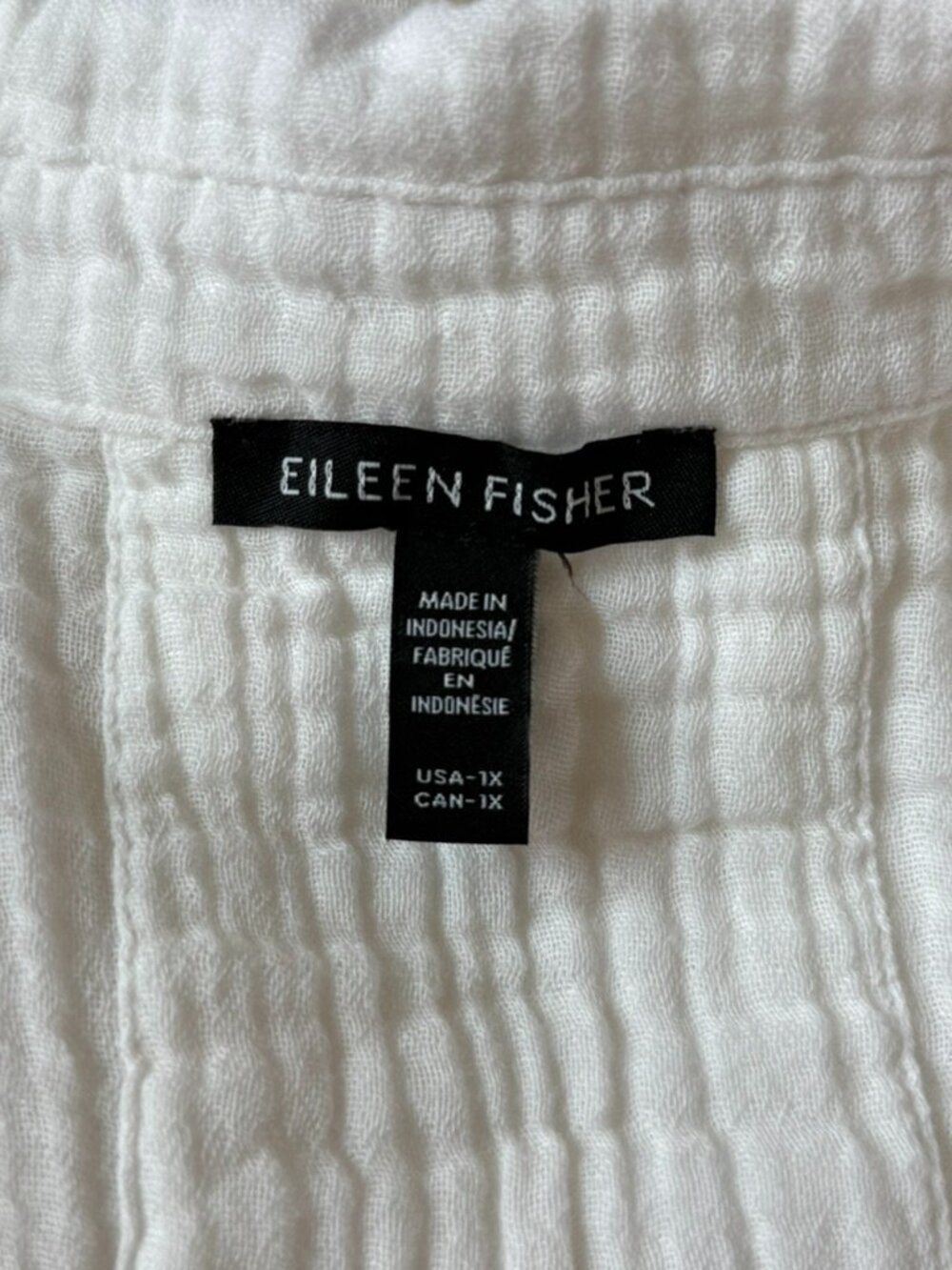 Eileen Fisher Womens 1X White V-neck Blouse Shirt Pullover Muslin Gauze Organic - Picture 2 of 5